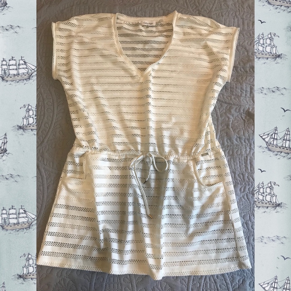 Calvin Klein white cover up dress